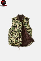 Gilet matelassé camouflage pour homme, idéal pour la chasse en extérieur, avec col montant côtelé, fermeture éclair intégrale, poches chauffe-mains et poches avant, chaud et isolé pour l'automne