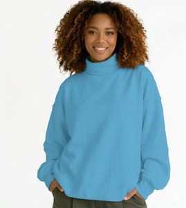 Custom High Quality Women Sweatshirt Fit Mock Neck Cotton Oversize Crewneck Streetwear Women Mockneck Sweatshirts For Women - Product Image 3