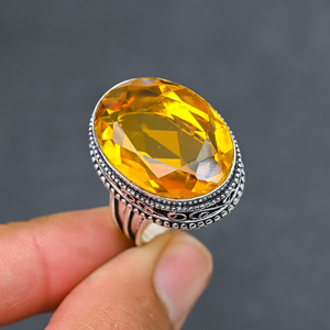 Magnifique Bague Tendance en Citrine Jaune, Pierre Précieuse, Argent Massif 925, Bijoux Faits Main, Vente en Gros, Prix d'Usine - Product Image 4