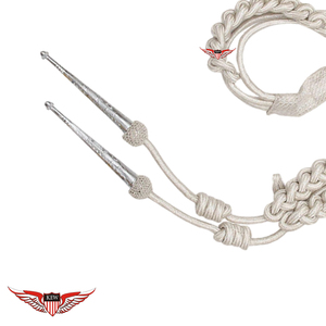 Cordon d'épaule uniforme de qualité supérieure, aiguillettes torsadées avec embout argenté métallique - Product Image 2