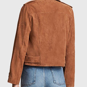 Veste en cuir suédé pour femme au design unique, col rabattu personnalisé, pour la saison hivernale, veste en cuir décontractée et tendance pour femme - Product Image 2