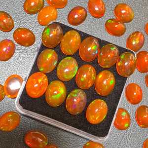 Lote de cabujones de ópalo Welo etíope natural, naranja multicolor, ovalados, piedras preciosas sueltas para la fabricación de joyas, calidad mayorista. - Product Image 4
