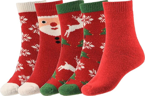 Red Christmas Snowflake Crew Ankle <b>Socks</b> <b>Wool</b> Breathable Winter Yoga & Basketball Casual Wear for Adults - Product Image 5