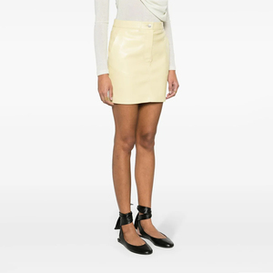Women's PU <b>Leather</b> Pencil <b>Mini</b> <b>Skirt</b> Regular Waist Solid Color Shiny Button Front Minimalist Style All Seasons - Product Image 2
