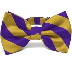 Noeud papillon formel pour homme en polyester, couleur unie violet et or, pré-noué et réglable, pour mariages, événements, cadeaux, décoration - Product Image 1