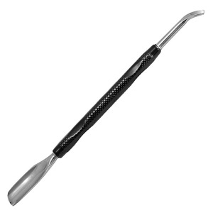 Pousse-cuticules double embout en acier inoxydable pour manucure, réutilisable, manche noir, finition lisse, soin des cuticules - Product Image 1