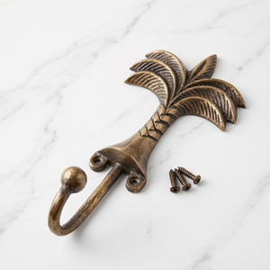 Antique Brass Coconut Palm <b>Tree</b> Wall Hook Tropical Leaf Design Vintage Metal Coat Hanger for Coastal Home Decor Beach <b>House</b> - Product Image 1