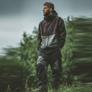 Men Oversize Windbreaker Tracksuits Set Long Sleeve Full Zip Waterproof <b>Rain</b> <b>Jacket</b> Pants Tracksuit - Product Image 3