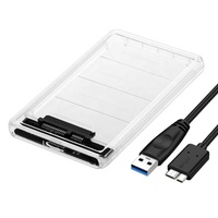 FYX 10TB External SATA SSD HDD Enclosure USB 3.0 5Gbps Kotak Penyimpanan Portabel Plastik Transparan untuk Hard Disk Eksternal