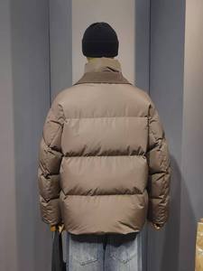 Men's Fashionable White <b>Duck</b> <b>down</b> <b>Jacket</b> Trendy Stand-Up Collar Loose and Warm Puffer with Zipper Closure - Product Image 3