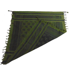 Al por mayor, pañuelo palestino hecho a mano para hombre, Yashmagh Shemagh, Keffiyeh árabe de Arafat, diseño tradicional árabe con borlas verdes, espada y calavera - Product Image 4