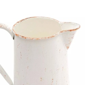 Vase de table en métal rustique Fresh Bloom avec poignée, finition blanche mouchetée - Product Image 2