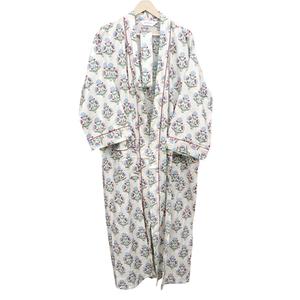 Kimono Floral Hecho a Mano para Mujer, 100% Algodón, Secado Rápido y Transpirable, Cuello en V, Cierre con Cinturón, Manga Larga - Product Image 3