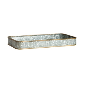 Plateau décoratif en métal galvanisé à succès avec poignées, finition zinc, plateau de service en fer pour la maison, l'hôtel et le restaurant - Product Image 5