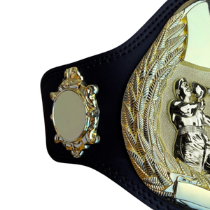 Ceinture de championnat de boxe avec détails dorés et motif de combattant, ceinture de titre sportif personnalisable, édition de collection premium - Product Image 3
