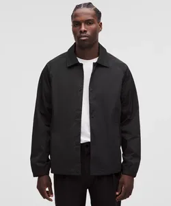 Veste Coach Homme Noire avec Fermeture Éclair, Patchwork Camouflage, Tissu Polyester Imperméable et Respirant, Design Classique Boutonné - Product Image 1