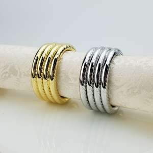 Ronds de serviette élégants en or et argent pour la décoration de table, idéaux pour les mariages, les réceptions et les dîners de prestige - Product Image 4