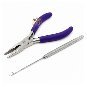 Hair <b>Extension</b> Pliers Blue Handle Stainless Steel <b>Micro</b> Ring Nano Ring Applying Crimping Pliers Hair <b>Extension</b> Tool Salon - Product Image 2
