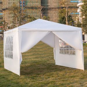 Tenda da matrimonio portatile impermeabile 3x3m a quattro lati con tubi a spirale bianca - Product Image 1