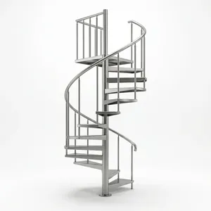 Escalera Espiral de Acero Inoxidable con Barandilla Metálica, Diseño Industrial para Interiores, Hogar u Oficina, Construcción Duradera - Product Image 5