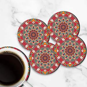 Printed Wooden <b>Coasters</b> <b>for</b> Coffee Tea Decorative <b>Drink</b> <b>for</b> Office Table Home Dining Heat Resistant Cup - Product Image 4