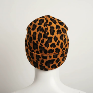 Unisex <b>Leopard</b> <b>Print</b> Camouflage Jacquard Beanie <b>Hat</b> 100% Acrylic Winter Warm Vintage Style Beach Cap for Adults - Product Image 2