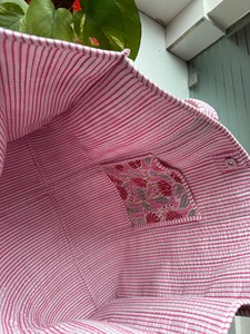 Bolsa de Mano de Algodón Hecha a Mano, de Alta Calidad, Grande, Acolchada, con Hermoso Estampado de Bloques, Reversible, Abierta, para Compras en el Mercado de Otoño - Product Image 2