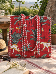 Bolso Tote para Mujer con Estampado de Animales de la Selva Tropical, Cierre de Cremallera Acolchado, Cadenas, Ecológico, Elegante, para Compras Diarias y Playa - Product Image 4