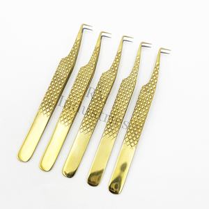 Pinzas de Acero Inoxidable para Extensión de Pestañas RMI Wholesale Gold Tweezer, Herramienta para Pestañas con Punta de 90 Grados, Proveedor de Logotipo Privado - Product Image 3