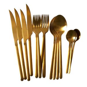 Ensemble de couverts de luxe en or, acier inoxydable de qualité supérieure, finition or mat, vaisselle moderne, écologique, pour les fêtes, la maison, l'hôtel, prix d'usine - Product Image 5