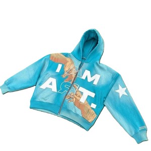 เสื้อฮู้ดพิมพ์ลาย I Am Art สีน้ำเงิน ซิปด้านหน้า สไตล์ลำลอง ทรงปกติ สำหรับฤดูใบไม้ร่วง - Product Image 1