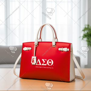 Sac fourre-tout Delta Sigma Theta prêt à être expédié, en cuir PU de qualité supérieure, sac à main pour femme, sac à bandoulière pour le travail, sac pour ordinateur portable, sac à main pour sororité - Product Image 2