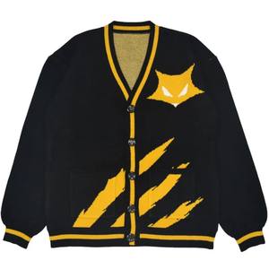 Sustainable Breathable Cotton V-Neck Cardigan Mens Classic Varsity Striped Button Front Knitted Sweater <b>Jacket</b> - Product Image 4