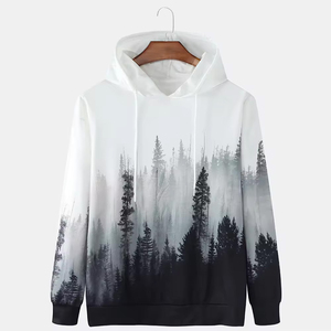เสื้อฮู้ดผู้ชายลายป่า ทรงปกติ สวมใส่สบายๆ สำหรับฤดูใบไม้ร่วง ผลิตจากโพลีเอสเตอร์ 100% แบบถัก ระบายอากาศได้ดี - Product Image 1