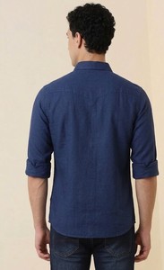 Camisa Casual de Manga Larga para Hombre Enovate, Cuello Clásico, Color Sólido, Doble Botonadura, Transpirable, Tejido de Algodón, Logotipo en el Cuello Trasero, ODM - Product Image 3