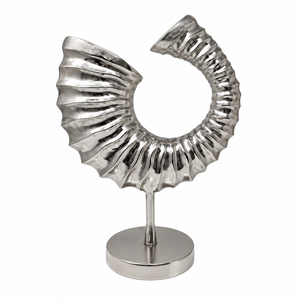 Sculpture de coquille de nautilus en métal argenté de luxe moderne, statue d'art de table pour la décoration haut de gamme de la maison, du bureau et du hall d'hôtel - Product Image 1