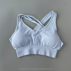 Sports Bra for Women Push Strappy Back Crop Tops Padded Running Gym Workout Active Wear Wirefree Yoga Bra Lightweight Seamless - Product Image 2