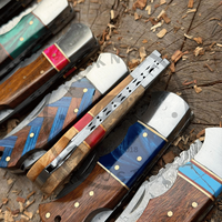 Couteau pliant artisanal de qualité industrielle avec logo personnalisé, en acier Damas cuivré, manche en résine époxy et bois, pour activités de plein air (EDC)