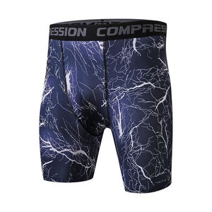 Men's Solid Casual Compression Shorts <b>Mid</b> Elastic Waist Quick Dry Knitted Worsted Fabric Pockets - Product Image 4