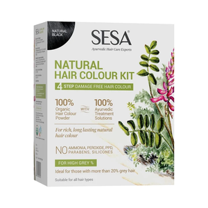 Kit de coloration capillaire noir naturel, mélange ayurvédique bio, solution de soin doux, contrôle l'évolution des cheveux gris, nourrit le cuir chevelu et favorise son bien-être - Product Image 1