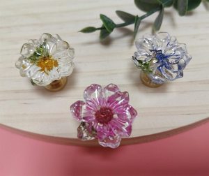 Resin Eco-Friendly Flower Cabinet Knob <b>Dried</b> Flowers Drawer Handles Door Pulls Modern Europe Simple Home Decor - Product Image 4