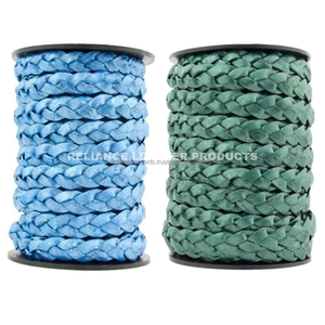 สายหนังถักสีฟ้าแบน3ชั้นทันสมัยขายดีที่สุด, 2มม., 3มม., 4มม., 5มม., สายเสร็จโบราณ, เครื่องประดับ DIY, กำหนดเอง, เสน่ห์ - Product Image 4