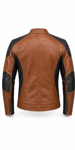 Chaqueta de Motociclista de Cuero OEM Café |   Negro Cognac, Verde Borgoña |   Fabricante OEM ODM |   Diseño de Calidad Premium | - Product Image 2