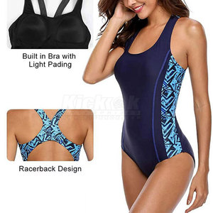 Traje de baño de una pieza para mujer, moderno, con diseño estampado, de secado rápido y tela flexible, ideal para vacaciones, piscina y fitness - Product Image 5