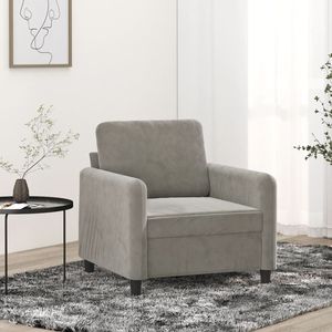 Sillón de Terciopelo Gris Claro 100% Poliéster con Espuma de Madera Contrachapada Metálica - para Sala de Estar - Product Image 1