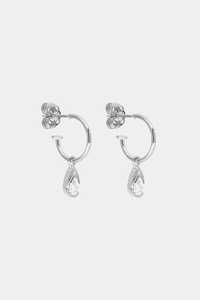 Tear Drop Diamond <b>Hoop</b> <b>Earring</b> 14k <b>Solid</b> Gold Solitaire Pear Lab Grown Dainty Half Bezel Set Minimalist Huggie Jewelry Wholesale - Product Image 3