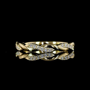 แหวนแต่งงานทรงคลื่นเพชรเพาะเลี้ยงทรงกลม ทอง 10K 14K 18K เงิน 925 935 - Product Image 1