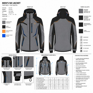 Veste de ski pour homme, gris et noir, à blocs de couleur, à capuche, imperméable, isolée synthétiquement, Gore-Tex, fermeture éclair - Product Image 5