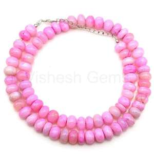 Collier ras du cou en opale rose naturelle lisse, perles rondes de 7 à 9 mm, fournisseur en gros - Product Image 4