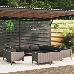 Set Lounge da Giardino in Rattan Grigio Scuro 6 Posti Arredamento da Esterno Design Contemporaneo - Product Image 1